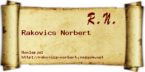 Rakovics Norbert névjegykártya