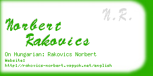 norbert rakovics business card